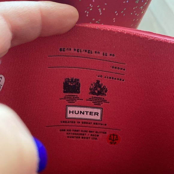 Hunter girls kids first pink glitter rain boots 12 US - Picture 4 of 7